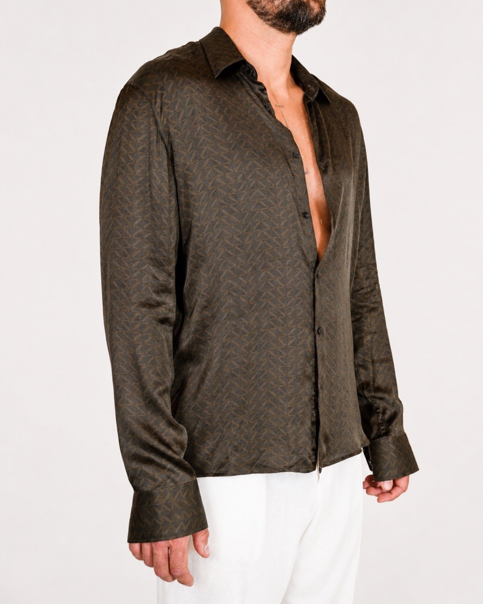 Olive Jacquard Relaxed Shirt