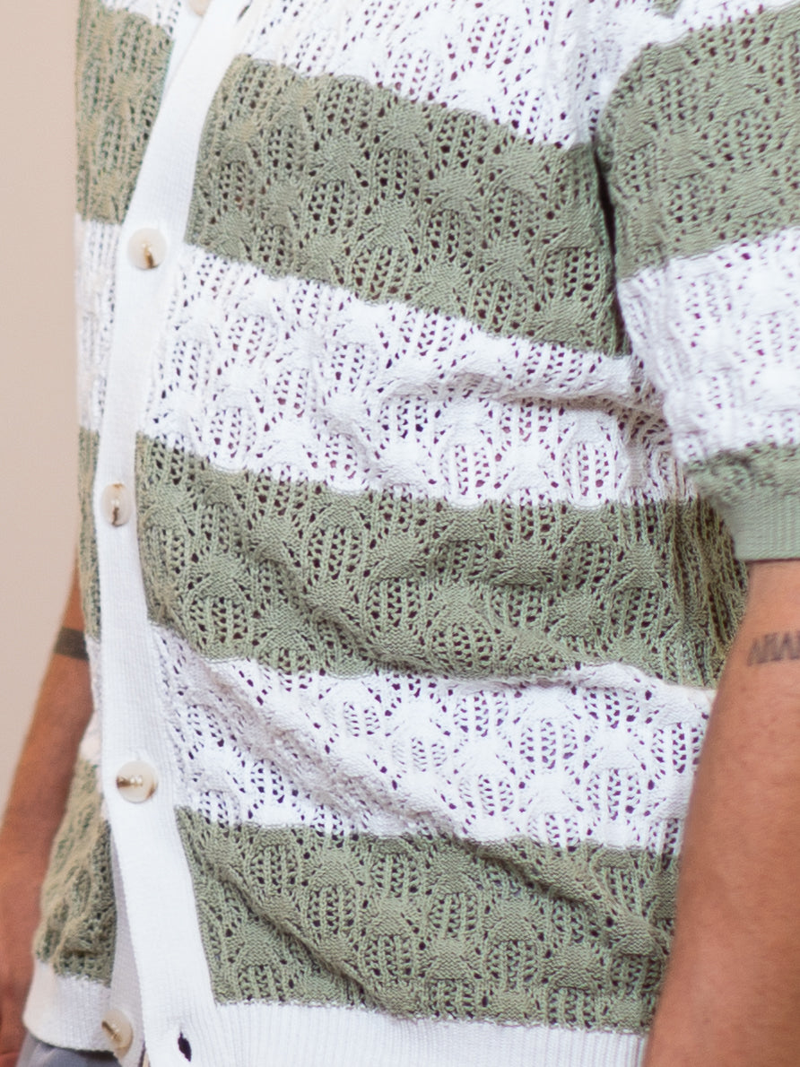 Green Knit Vest ZEUS White