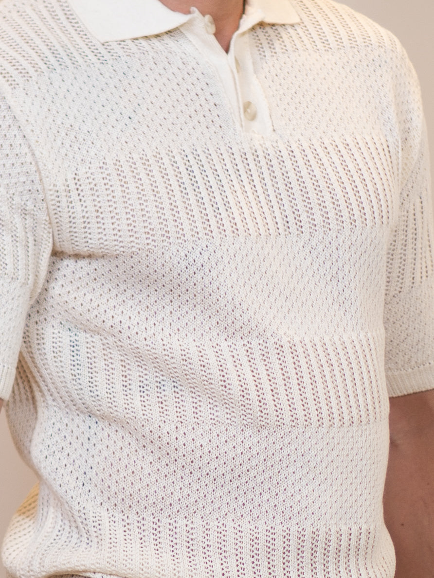 Knit Polo ANGELO Panna