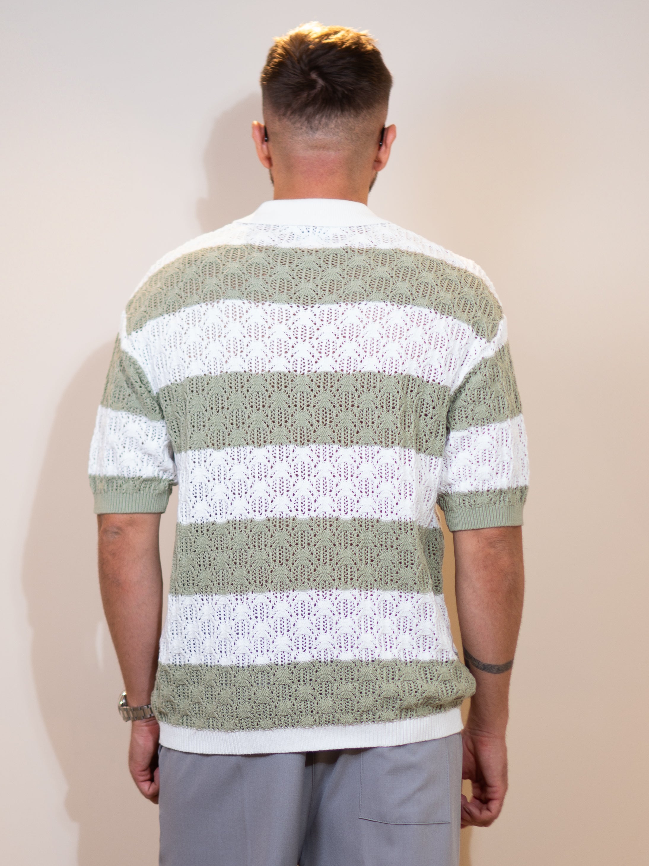 Green Knit Vest ZEUS White