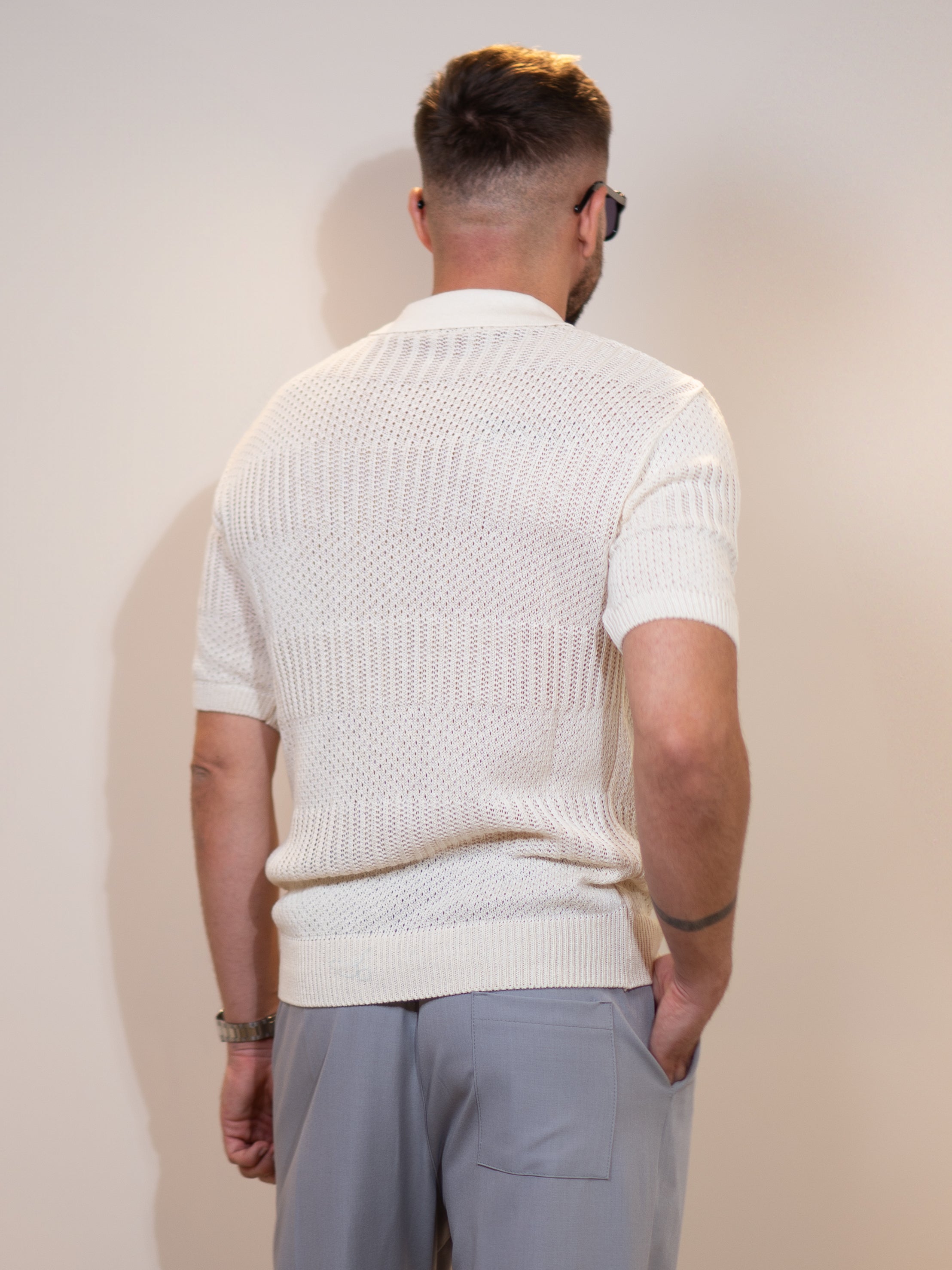 Knit Polo ANGELO Panna