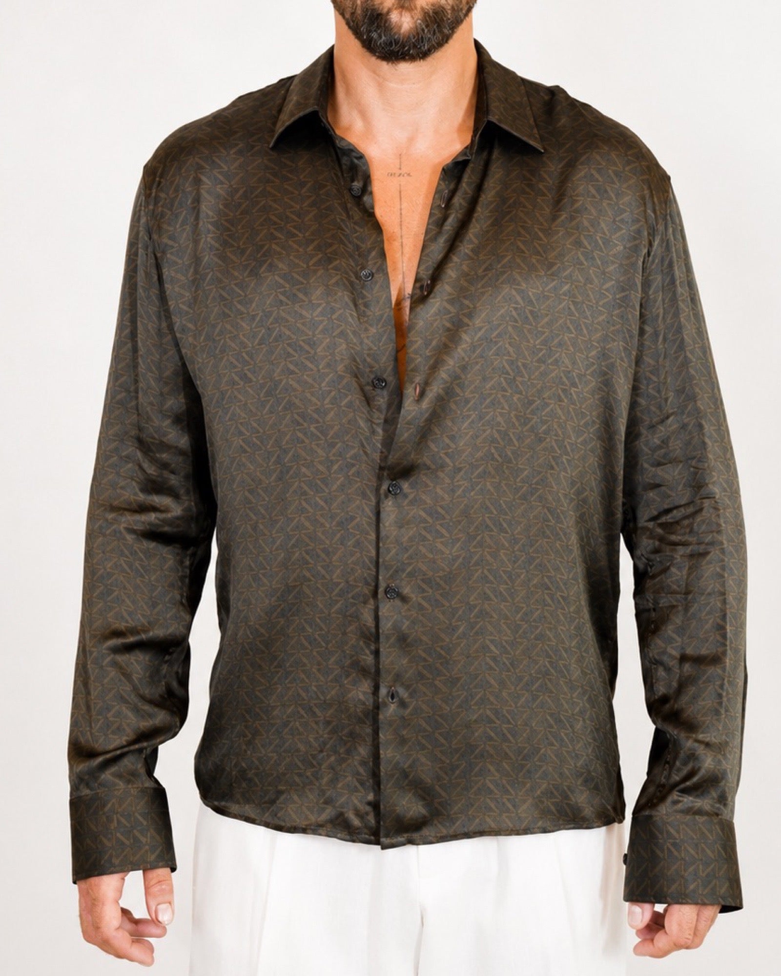 Olive Jacquard Relaxed Shirt
