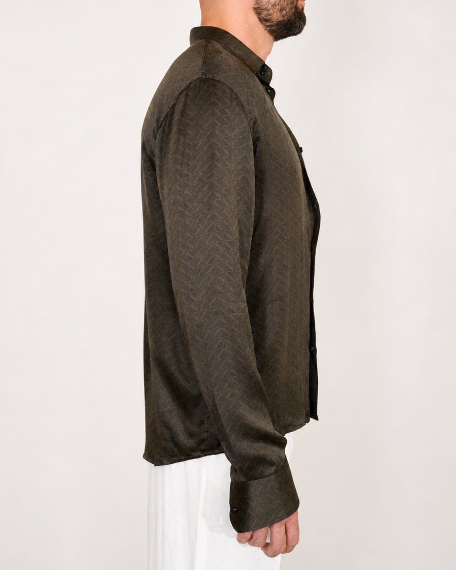 Olive Jacquard Relaxed Shirt