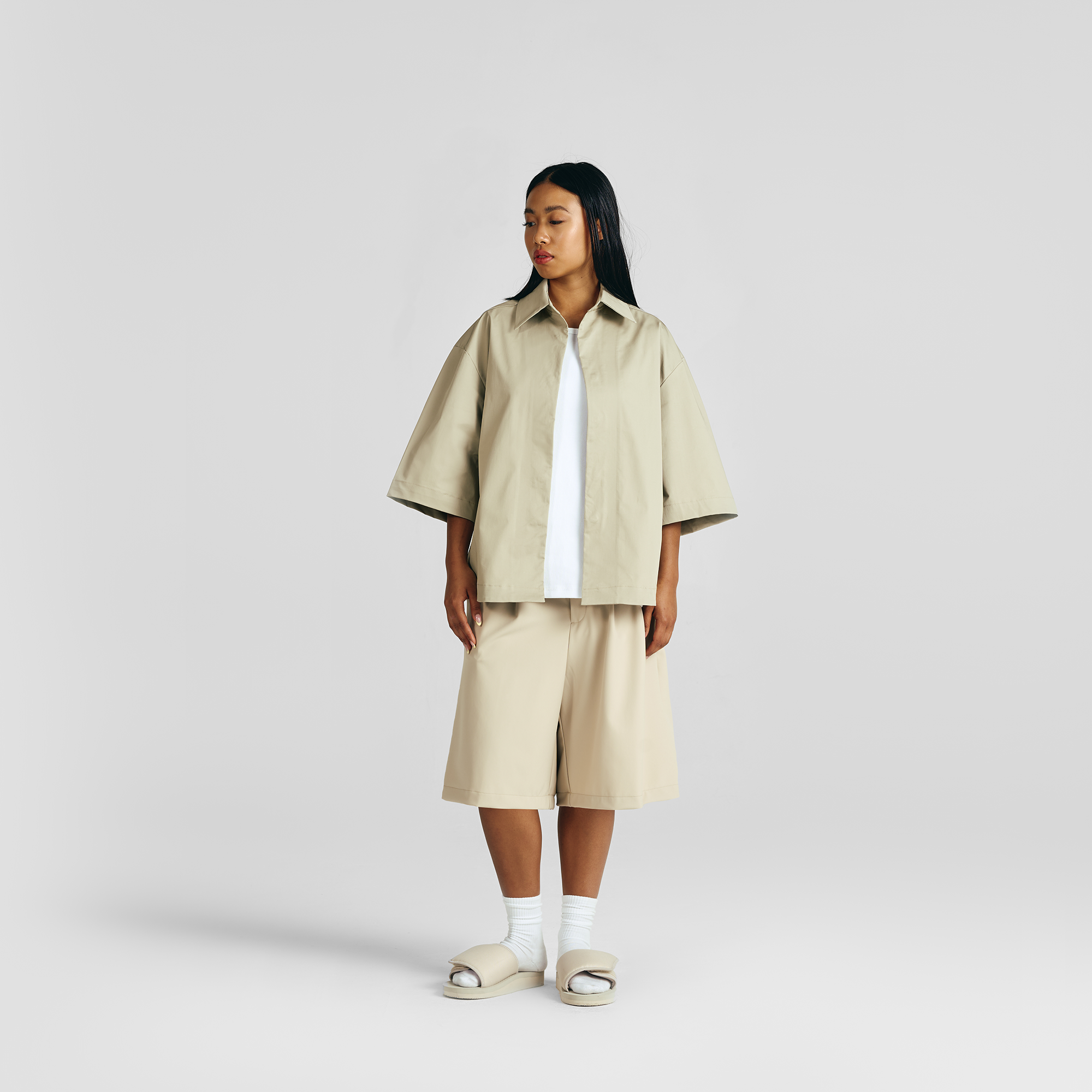Pure Sand Everyday Pleated Jorts