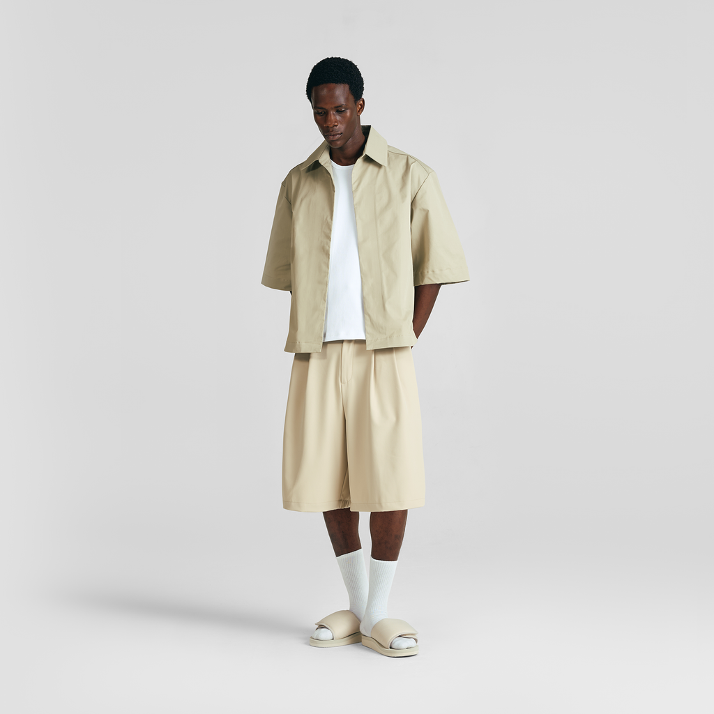 Pure Sand Everyday Pleated Jorts
