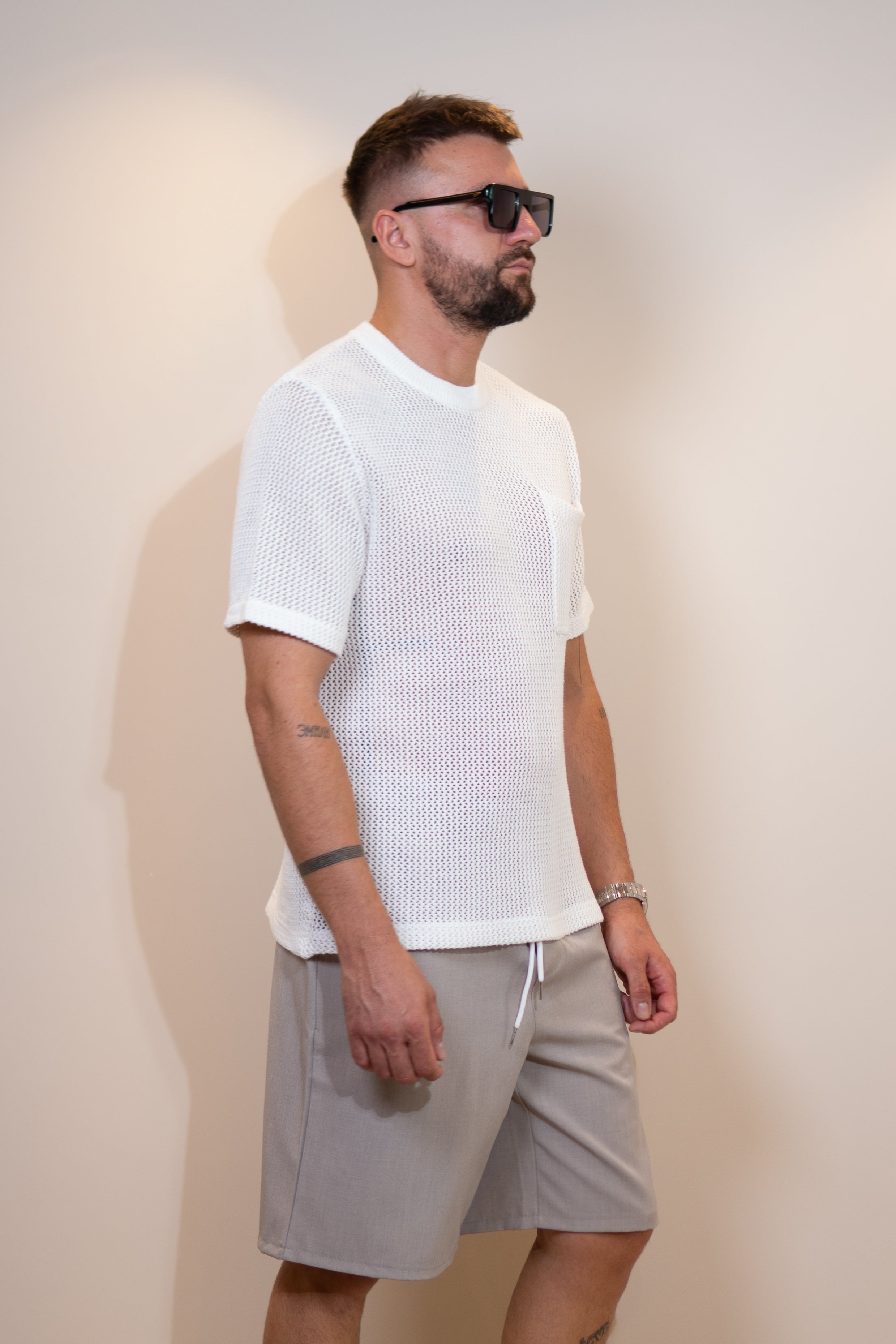 shirt white fishnet