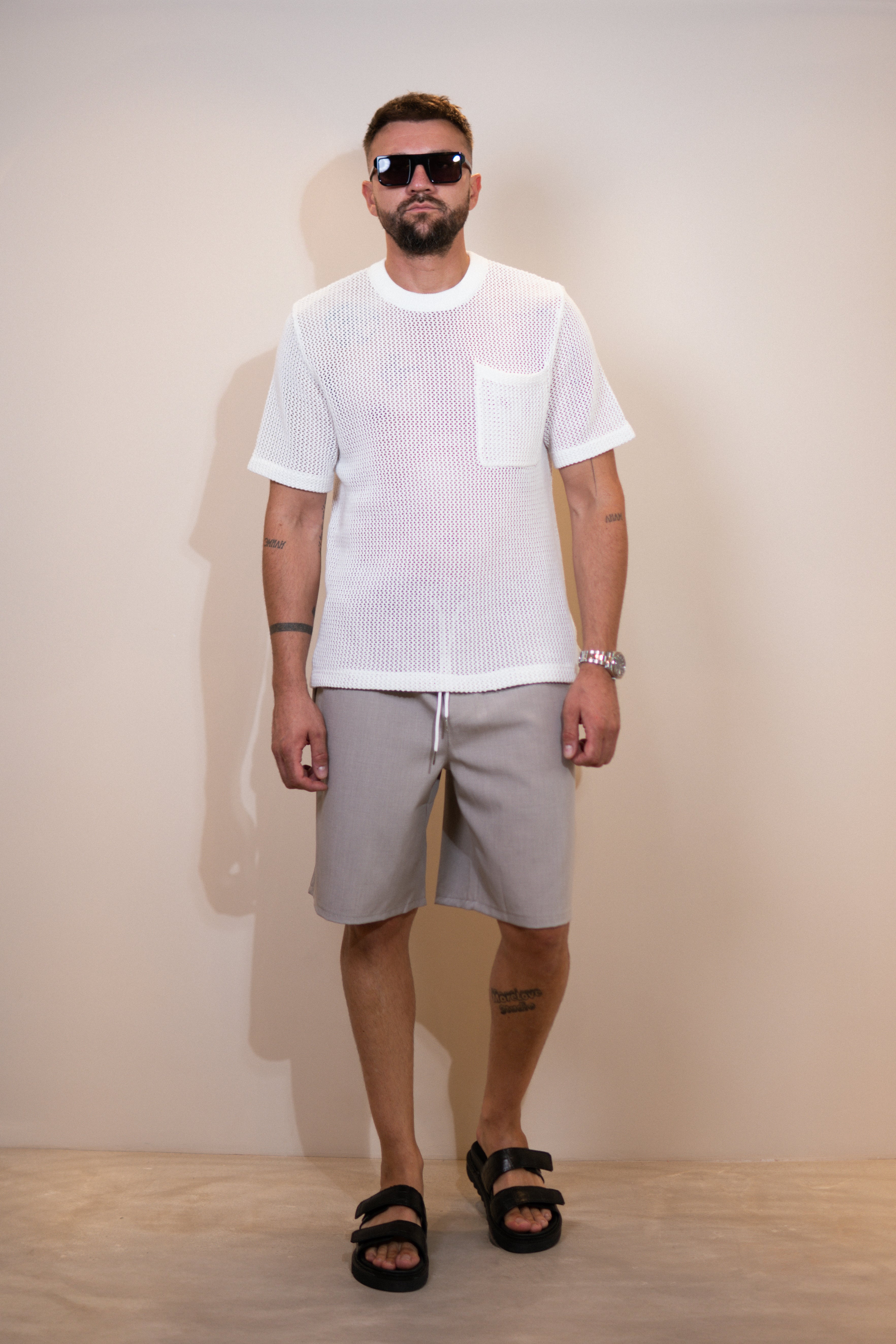 shirt white fishnet